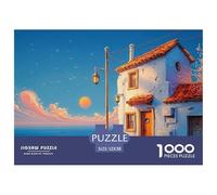 A Painting of The Sea in Greece with White Walls 1000 Pieza Cartulina Premium Rompecabezas Premium Sea Beach Extremadamente Difícil Desafío Único Rompecabezas para Adultos Y Niños 52x38cm/1000pcs
