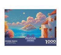 A Painting of The Sea in Greece with White Walls 1000 Piezas Papel Ecológico Resistente Rompecabezas Premium Sea Beach Extremadamente Difícil Juego Creativo Rompecabezas Para Adultos Y Niños 38x26cm/1