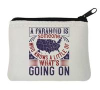 A paranoid is someone who knows a little of what going on - Monedero de neopreno (10 x 11 cm), color blanco, White, Talla única