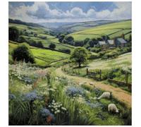 A Patch of Field Landscape - Kit de punto de cruz, 100% algodón, 14 unidades, tela aida en blanco, 200 x 200 puntadas, 36 x 36 cm, kits de punto de cruz de algodón contado