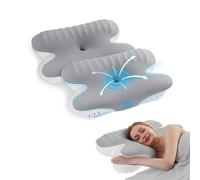 A-Pce 2 Piezas Almohada de Espuma Viscoelástica, Almohada de Soporte para el Cuello, con Funda de Almohada Extraíble Refrescante, Alivio del Dolor de Cuello y Hombros, Gris
