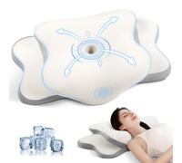 A-Pce Almohada Cervicales y Cuello de Espuma Viscoelástica,Almohada Cervical y Ergonómica para Dormir, Alivia Dolor de Cuello - Ideal para Dormir de Lado,Boca Arriba o Abajo con Funda Extraíble,Blanco