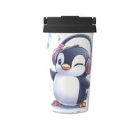 A Penguin - Taza de café aislada con tapa, a prueba de fugas, de acero inoxidable