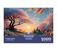 A Picturesque Spring Landscape with Blooming Cherry Tree 1000 Piezas Papel Ecológico Resistente Rompecabezas Premium Spring Landscape Extremadamente Difícil Juego Creativo Rompecabezas Para Decoración