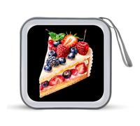 A Piece of Fruit Cake Watercolor Funny CD Holder DVD Binder Hard Plastic Protective Case with Lanyard Portable Wallet Storage Organizer for Home Car 40 CD, Estilo:, Talla única