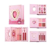 A Pink, Heart-shaped 3-in-1 Makeup Book With Eyeshadow, Blush, And Lip Glos