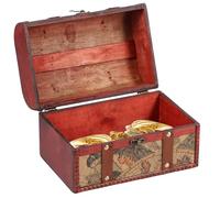 A Pirate Treasure Baúl Vintage Treasure caja de troncos decorativos de almacenamiento de troncos de madera Caja de tesoros de madera(Sección 2)