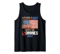 A Pledge A Day Keep The Commies Away Camisa de la Bandera Estadounidense Camiseta sin Mangas
