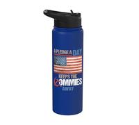 A Pledge A Day Keeps The Commies Away American Flag America Stainless Steel Insulated Water Bottle