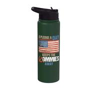 A Pledge A Day Keeps The Commies Away American Flag America Stainless Steel Insulated Water Bottle