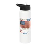 A Pledge A Day Keeps The Commies Away American Flag America Stainless Steel Insulated Water Bottle