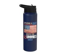 A Pledge A Day Keeps The Commies Away American Flag America Stainless Steel Insulated Water Bottle