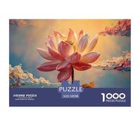 A Pond with Lotus Leaves Pink Flowers 1000 Pcs Papel Ecológico Rompecabezas Sunset Lotus Pond Imposible, Difícil Juego Familiar Puzzle para Niños Pequeños 52x38cm/1000pcs