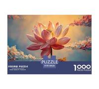 A Pond with Lotus Leaves Pink Flowers 1000 Piezas Cartón Fuerte Rompecabezas Sunset Lotus Pond Imágenes Vibrantes Juego Familiar Puzzle para Niños Pequeños 38x26cm/1000pcs