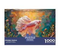 A Pond with Lotus Leaves Pink Flowers 1000 Piezas Cartón Rompecabezas Betta Fish Liberador De Estrés Juego Familiar Puzzle Juego De Desafío Difícil 38x26cm/1000pcs