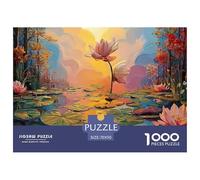A Pond with Lotus Leaves Pink Flowers 1000 Piezas Cartón Rompecabezas Lotus Pond Liberador De Estrés Juego Creativo Puzzle Juego De Desafío Difícil 70x50cm/1000pcs