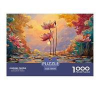 A Pond with Lotus Leaves Pink Flowers 1000 Piezas Cartón Rompecabezas Sunset Lotus Pond Imposible, Difícil Juego Creativo Puzzle para Niños Pequeños 70x50cm/1000pcs