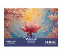 A Pond with Lotus Leaves Pink Flowers 1000 Piezas Cartón Rompecabezas Sunset Lotus Pond Imposible, Difícil Juego Familiar Puzzle para Adultos Y Niños 52x38cm/1000pcs