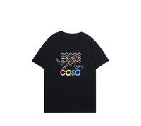 A Principios De Primavera Pareja Modelos Camiseta Retro Colorido Impresión Damas De Manga Corta Negro Y Blanco De Algodón Personalidad Cuello Redondo Corto-Color-2||l