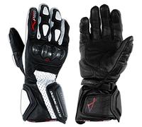 A-pro Guante Moto Técnico Piel Profesional Protectores de Carbono Moto GP Blanco L