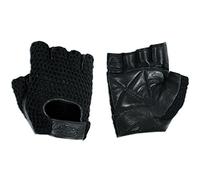 A-Pro Guantes sin Dedos para Motociclista, Piel Suave, Piel de Vacuno, Color Negro