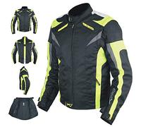 A-pro Señora Mujer Chaqueta cordura Moto manga desmontable Protección Fluo amarillo L