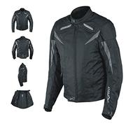 A-pro Señora Mujer Chaqueta cordura Moto manga desmontable Protección Negro XL