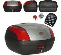 A-pro Top Case 46 LT Baúl de Moto Universal, Quick Release, para motocicleta y scooter, color plata