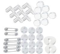 A prueba de bebés, 36 piezas de kit de iniciación de seguridad para bebés incluye 8 protectores de esquina redondos y 8 protectores de esquina de ángulo derecho, 4 cerraduras de seguridad largas y 2