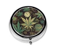 A Puff in Time - Pastillero de marihuana con espejo, 3 compartimentos pequeños para bolso o bolsillo, mini pastillero de metal, para viajes, semanales, medicamentos, tabletas, vitaminas, organizador