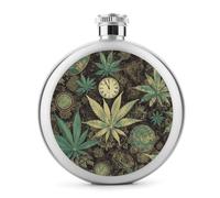 A Puff in Time - Petaca de marihuana de acero inoxidable a prueba de fugas, botella de vino circular portátil para camping, pesca, boda, fiesta, 5 onzas