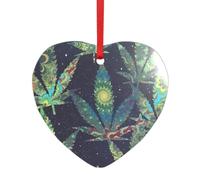 A Puff In Time Weed Marihuana Print Round Heart Acrylic Christmas Ornament Holiday Keepsake Pendant For Christmas Tree Decor