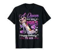 A Queen Was Born in 1985 - Corona de cumpleaños con tacón alto para niña y mujer Camiseta