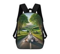 A Quiet Country Road in The Countryside, Grass, Trees, A Small Lake, And A Very Cute White Mochila Escolar Ligera Para Aeropuerto, Estudiantes Universitarios, Niñas, Niños Y Adolescentes 17inch