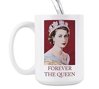 a-r Taza de cerámica con diseño de reina de Inglaterra, diseño de reina Isabel II, decoración británica