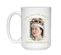 a-r Taza de cerámica con diseño de reina de Inglaterra, diseño de reina Isabel II, decoración británica
