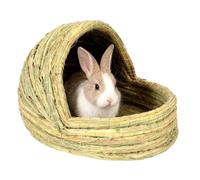 A Rabbit - Casa con trampilla en forma de zapatilla trenzada de paja, acogedora caseta para hurones y animales pequeños, para gallinas, escondite calentado natural para pájaros, gab