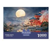 A Red Chinese-Style Building 1000 Pcs Premium-Karton Puzzle Chinese-Style House Stressabbau Familienspiel Puzzles Für Erwachsene Und Kinder 70x50cm/1000pcs
