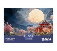 A Red Chinese-Style Building 1000 Stück Premium-Karton Puzzle Chinese-Style House Stressabbau Familienspiel Puzzles Für Erwachsene Und Kinder 52x38cm/1000pcs