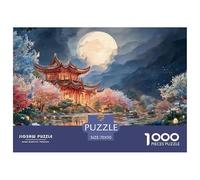 A Red Chinese-Style Building 1000 Stück Stabiler Karton Puzzle Chinese-Style House Stressabbau Kreatives Spiel Puzzles Als Wohnaccessoires 70x50cm/1000pcs
