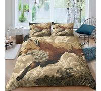 A Red Fox Runs in The Mist of A Bamboo Forest Juego De Cama, Funda De Edredón De Microfibra con Impresión 3D,con Funda De Almohada para Niños Y Adultos King（220x240cm）