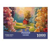 A Red House in The Chinese Style 1000 Pcs Cartón Fuerte Rompecabezas Mountain Temple Imposible, Difícil Juego Familiar Puzzle para Niños Pequeños 52x38cm/1000pcs