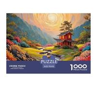 A Red House in The Chinese Style 1000 Pcs Cartón Fuerte Rompecabezas Mountain Temple Liberador De Estrés Juego Creativo Puzzle para Adultos Y Niños 70x50cm/1000pcs