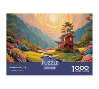 A Red House in The Chinese Style 1000 Pcs Cartón Fuerte Rompecabezas Mountain Temple Liberador De Estrés Juego Creativo Puzzle para Niños Pequeños 52x38cm/1000pcs