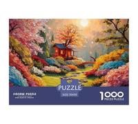 A Red House in The Chinese Style 1000 Pcs Cartón Rompecabezas Mountain Temple Imposible, Difícil Juego Familiar Puzzle para Adultos Y Niños 70x50cm/1000pcs