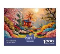A Red House in The Chinese Style 1000 Pcs Cartón Rompecabezas Mountain Temple Liberador De Estrés Juego Creativo Puzzle Juego De Desafío Difícil 52x38cm/1000pcs