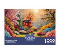 A Red House in The Chinese Style 1000 Piezas Papel Ecológico Rompecabezas Mountain Temple Imágenes Vibrantes Juego Familiar Puzzle Juego De Desafío Difícil 38x26cm/1000pcs