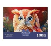 A_Red_Owl_with_Blue_Eyes 1000 Pcs Premium-Karton Puzzle Red Owl Lebendige Bilder Familienspiel Puzzles Als Geburtstagsgeschenke 52x38cm/1000pcs