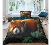 A Red Panda Rests on A Branch in The Himalayan Forest Juego De De Cama Microfibra Impreso En 3D,para Adultos Y Niños Funda De Edredón 3 Piezas Y Fundas De Almohada Single（135x200cm）