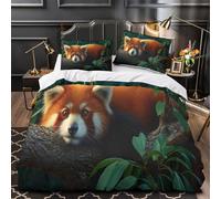 A Red Panda Rests on A Branch in The Himalayan Forest Juegos De Ropa De Cama Impresión 3D,Microfibra Funda De Edredón Y Fundas De Almohada 3 Unidades para Niños Y Adultos Super King（260x220cm）
